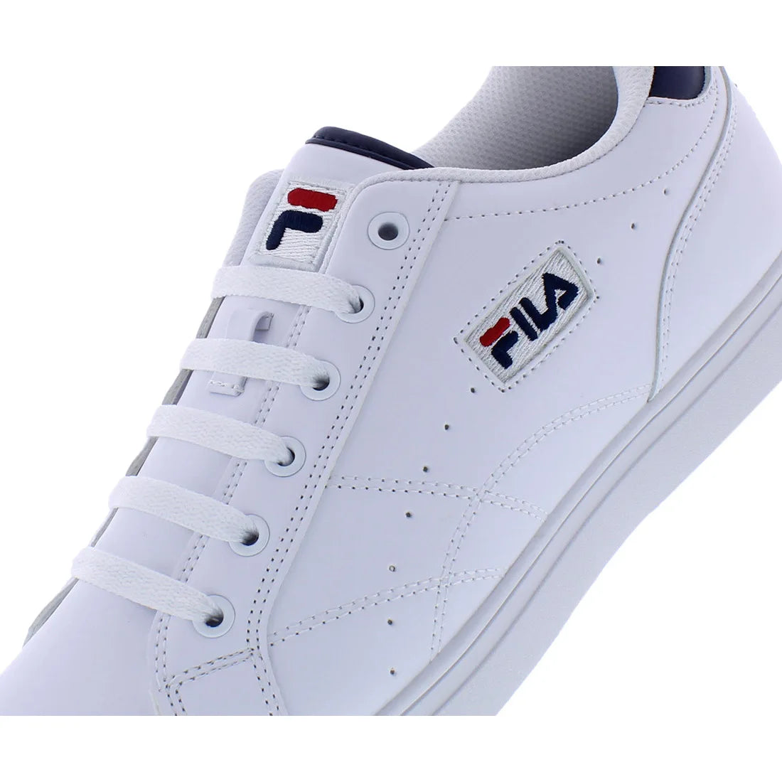 For Men's White Low-Top Toe Casual Sneakers Navy Red Accents Suede Upper Mesh Lining Breathable Lace-Up Walking Shoes