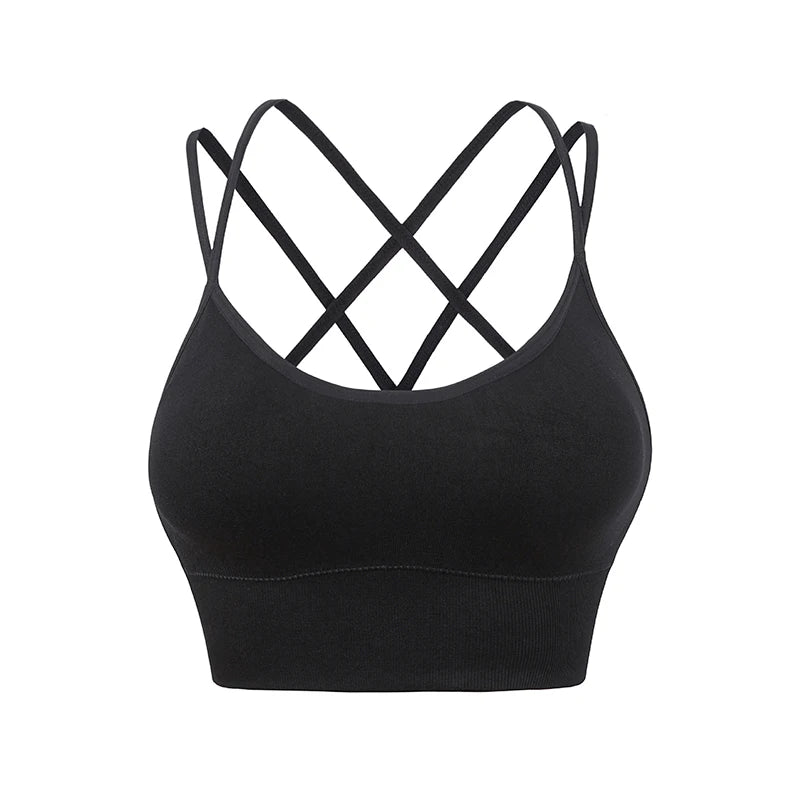 Strappy Cross Back Padded Sports Bra