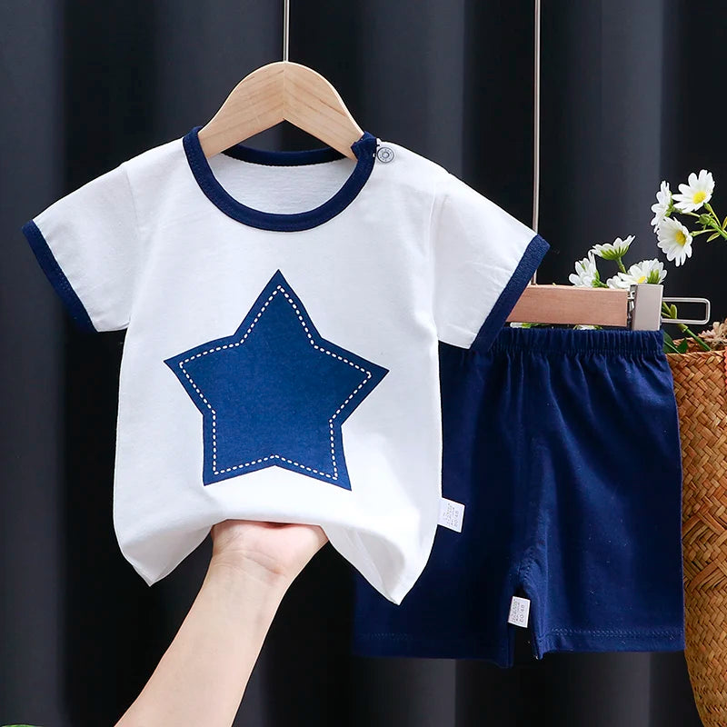 Cartoon Cotton Baby T-Shirt & Shorts Set