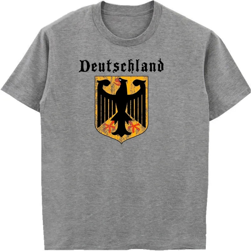 Deutschland Flag Crest Germany Eagle Socceres Footballer T-shirt Men Cotton O-Neck Short Sleeve Shirt Men T Shirt Tees Tops