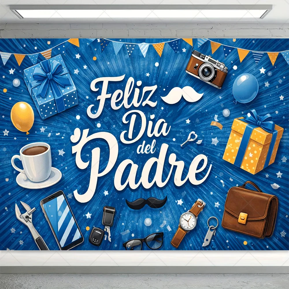 Spanish Happy Father's Day Decor Background I Love Dad Black Suit Tie Family Party Banner Photography Backdrop Supplies Props