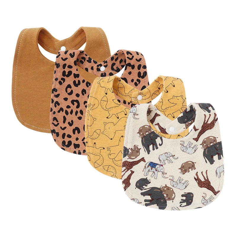 4-Pack Cartoon Baby Bibs & Burp Cloths Set