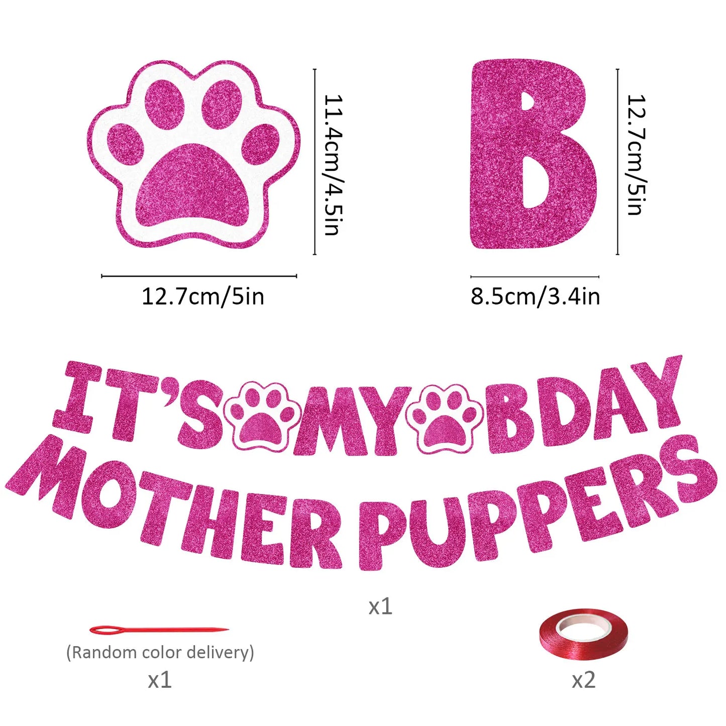 It's My Bday Motherpuppers, Funny Dog Birthday Banner, Paw Party Bunting Sign, Puppy Dog Pennant Decor