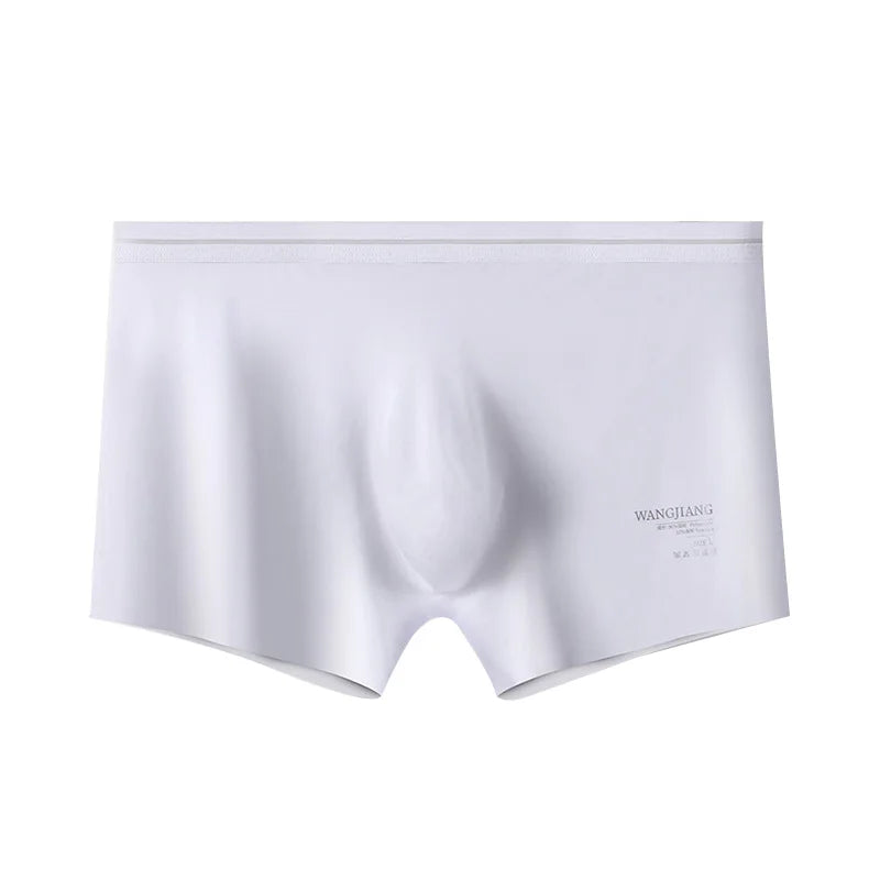 Fashion Men's Underwear Ice Silk Seamless Solid Color Ultra-thin Breathable Boxers for Male Lingerie Bikini Panties
