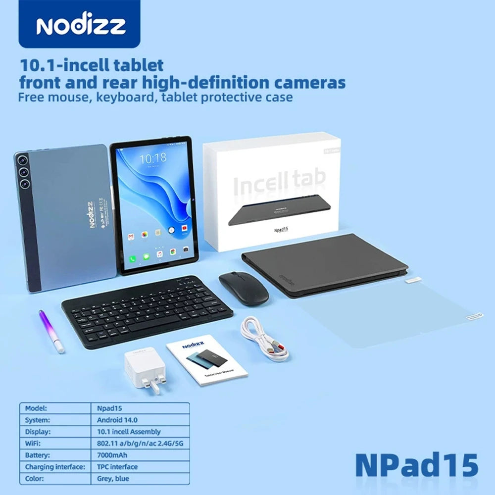 New 10.1 Inch Android 15 Tablet PC 12GB RAM 512GB ROM WiFi Bluetooth 7000mAh Battery HD Touch Screen With Free BT Keyboard CASE