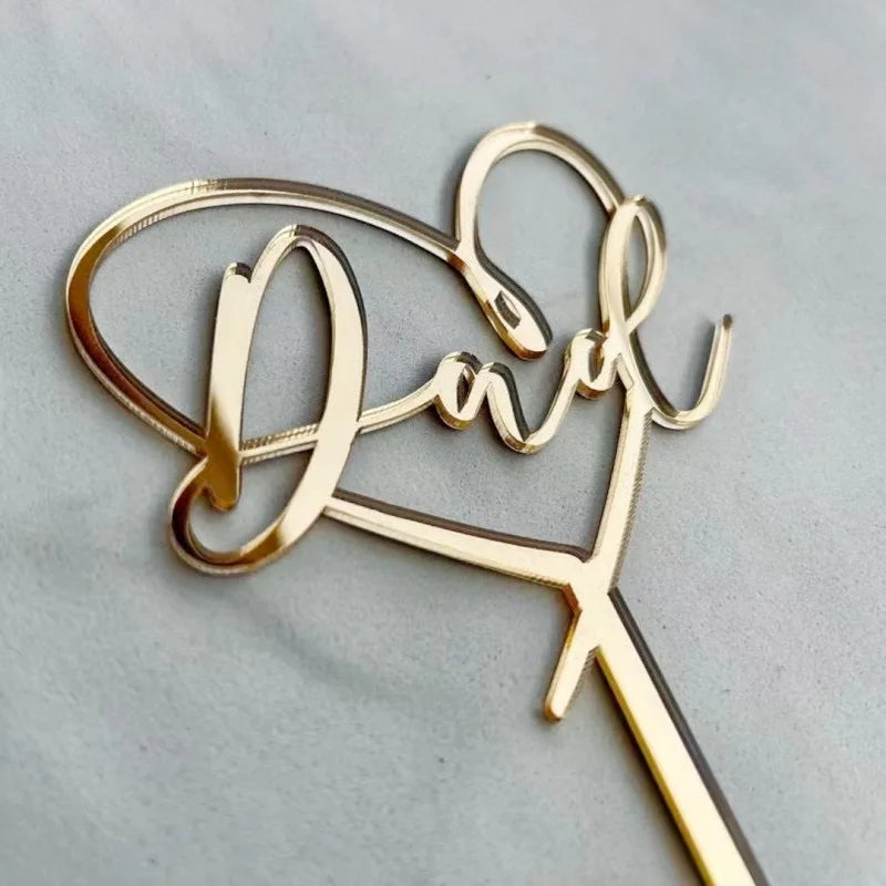 5pcs/1pc Gold Black Father's Day Acrylic Love You Papa Cake Topper for Father's Day Birthday Party DIY Cake Decoration Supplies