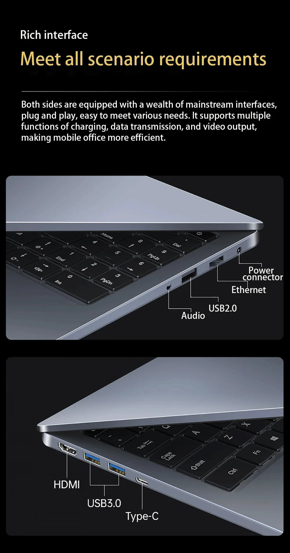 NEW S3 Computer 15.6 Inch Intel Core i7-8750H Por Laptop 2*DDR4 2*M.2 64GB 2TB SSD Windows 11 Fingerprint Unlock 60Hz