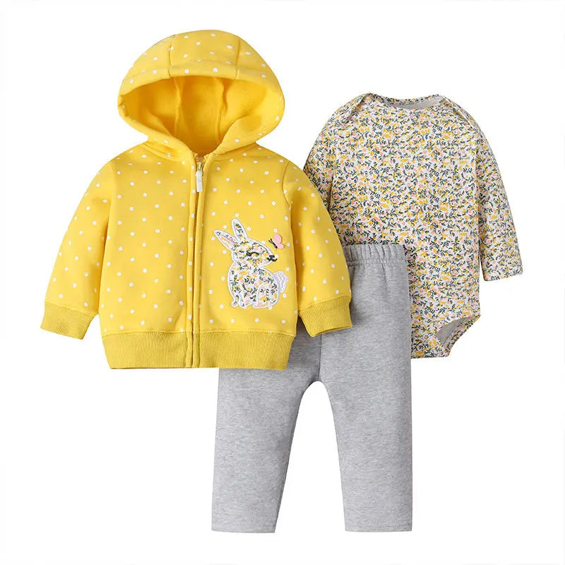 3-Piece Newborn Set – Hooded Coat, Romper & Trousers