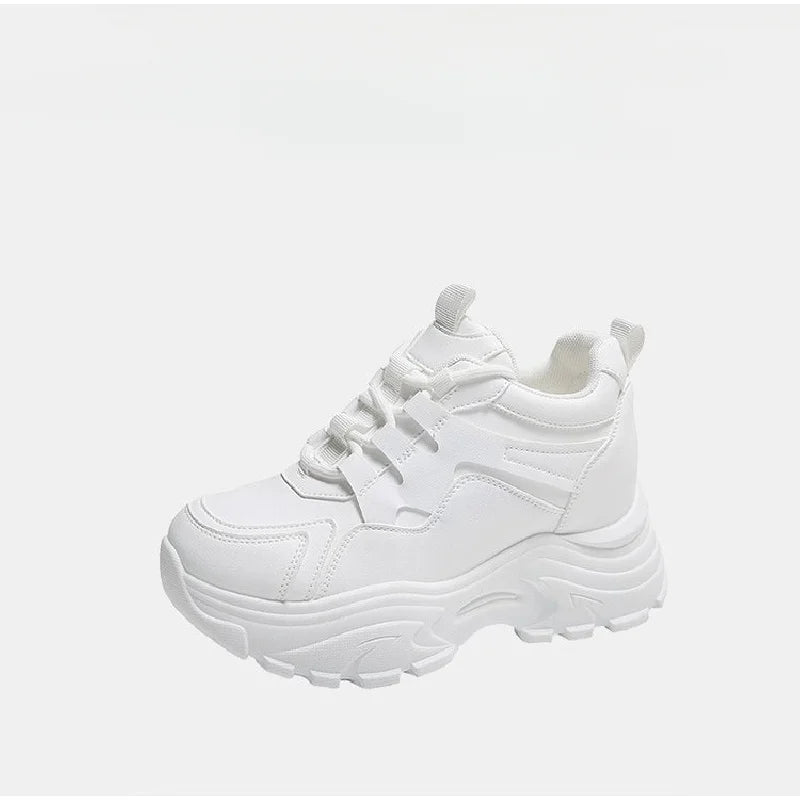 Women's Walking Sneakers, Lightweight Non-Slip High-Top Platform Chunky Sneakers, Elevator Shoes for Daily Wear & Fitness