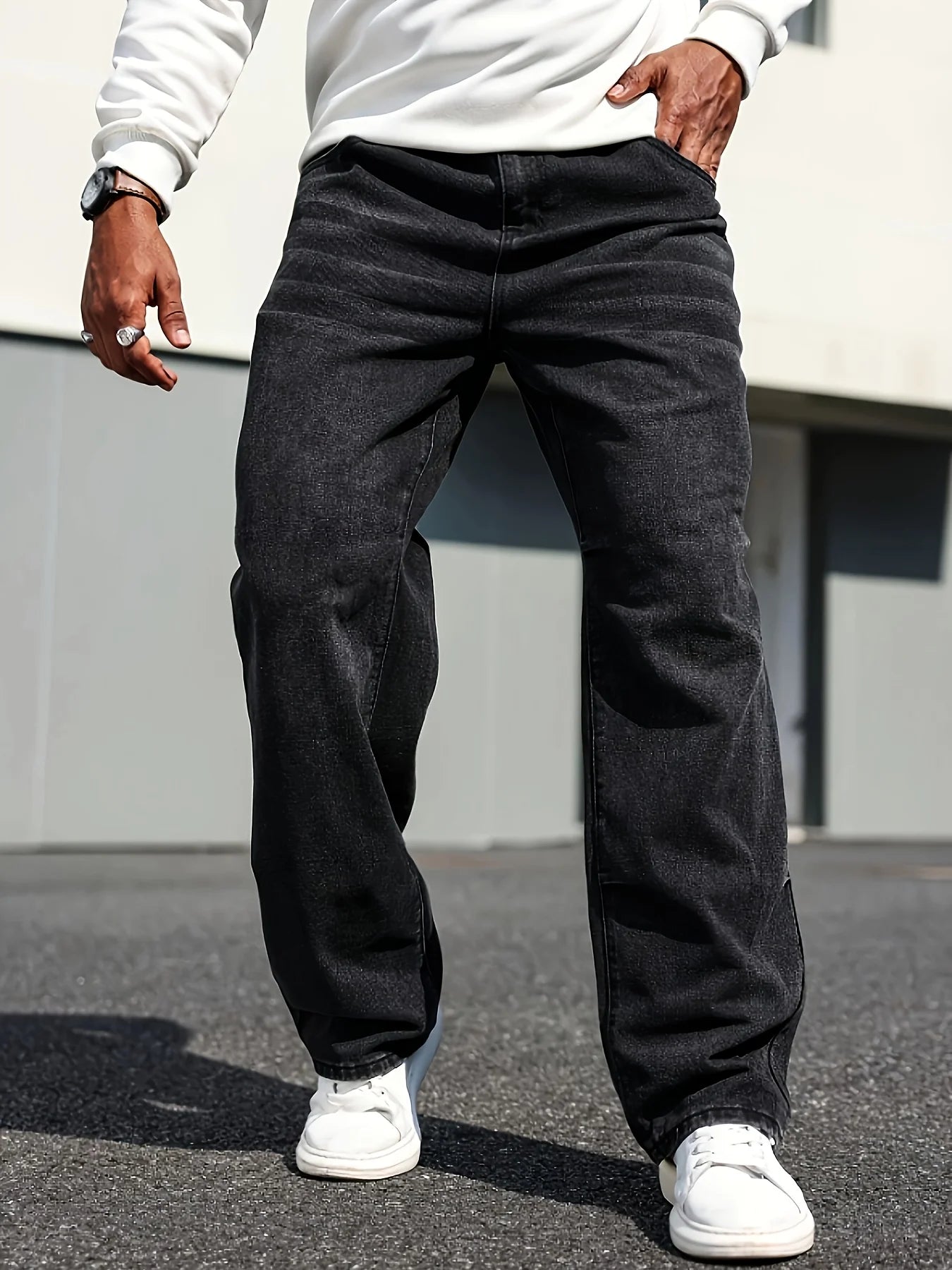 Classic Straight-Leg Dark Blue Jeans