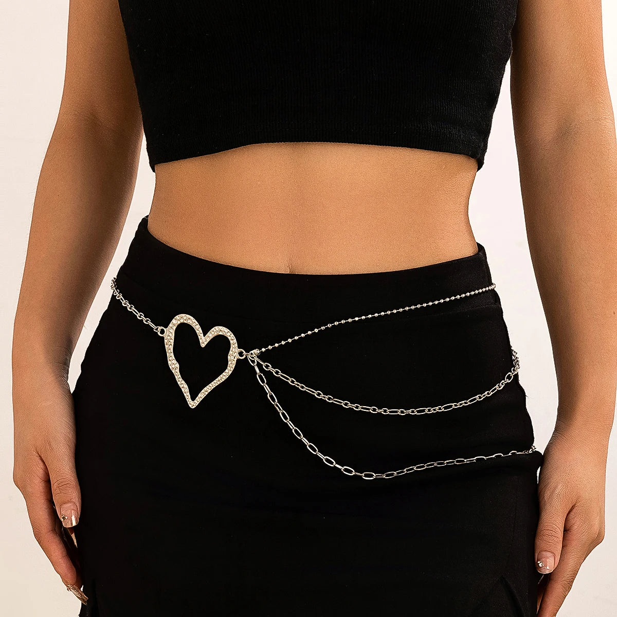 IngeSight.Z Classic Metal Multilayer Belly Chains For Women Hollow Gold Color Love Heart Beach Bikini Waist Body Chain Jewelry