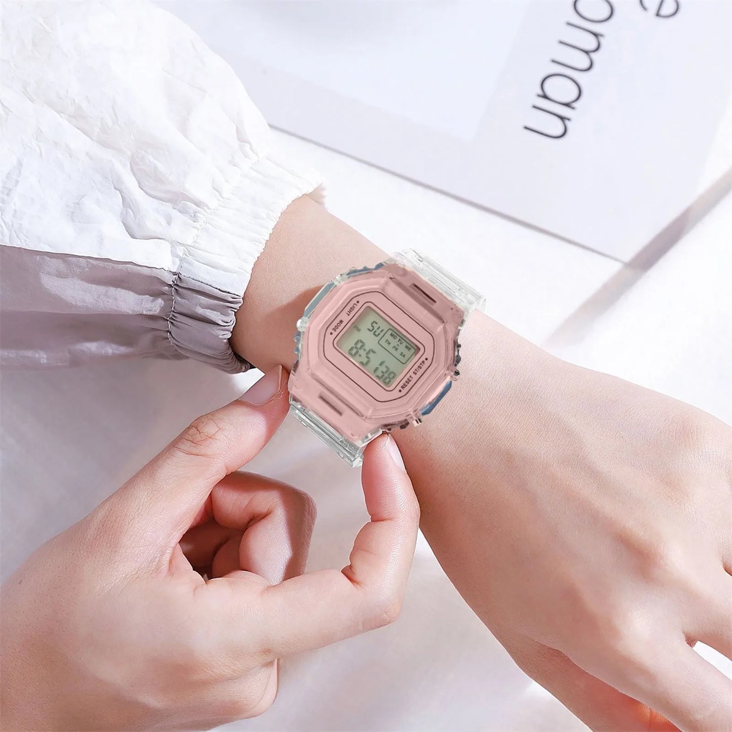 Fashion Men Women Watches Transparent Digital Sport Lover'S Gift Children Kid'S Wristwatch Female Clock Specification