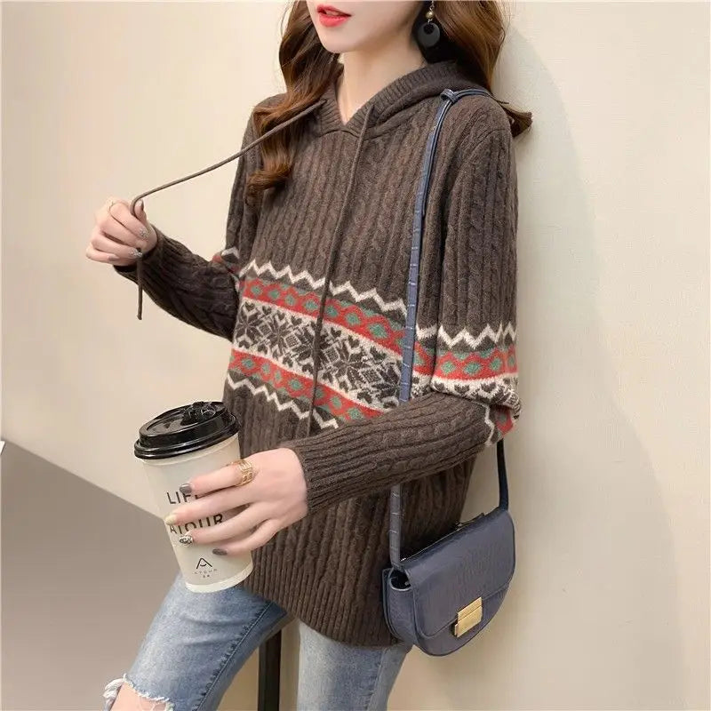 Ethnic Style Loose Baggy Hoodie Sweater