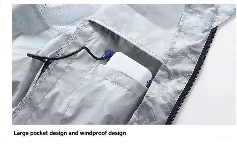 Cool summer smart cooling fan clothing, suitable for outdoor sports, fishing, high-temperature work, and convenient for nighttim