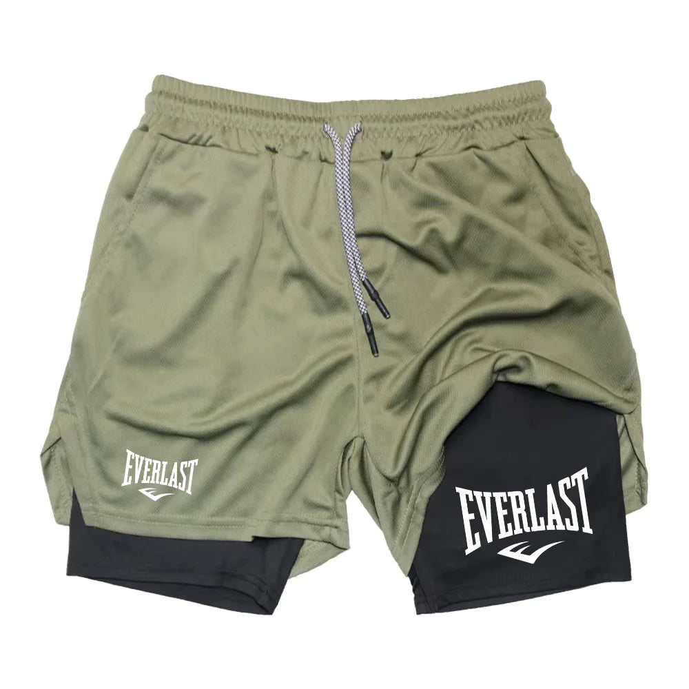 Men Running Shorts 2 In 1 Double-deck Sport Shorts Sportswear Gym Fitness Short Pants Training Jogging Bottom ClothingMen's
