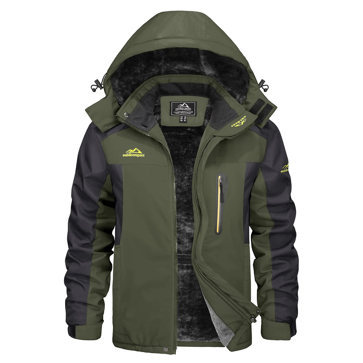 TACVASEN Men's Waterproof Ski Jacket Fleece Lining Warmth Parka Winter Snow Working Outdoors Hooded Coat Rain Shell Windbreaker