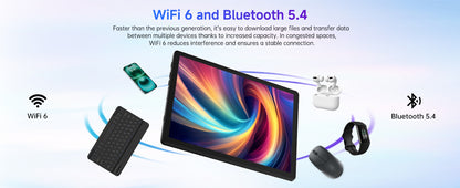URAO Tablet 10.1 Inch Android 15 Octa-Core 20GB RAM 64GB ROM 1280x800 IPS Tablets PC WiFi 6 Bluetooth 5.3 Widevine L1 Keyboard Set