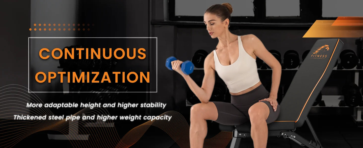 Weight Bench Adjustable Full Body Exercise Folding Fitness Workout Bench with 7 Positions Exercise Bench for Weight Lifting