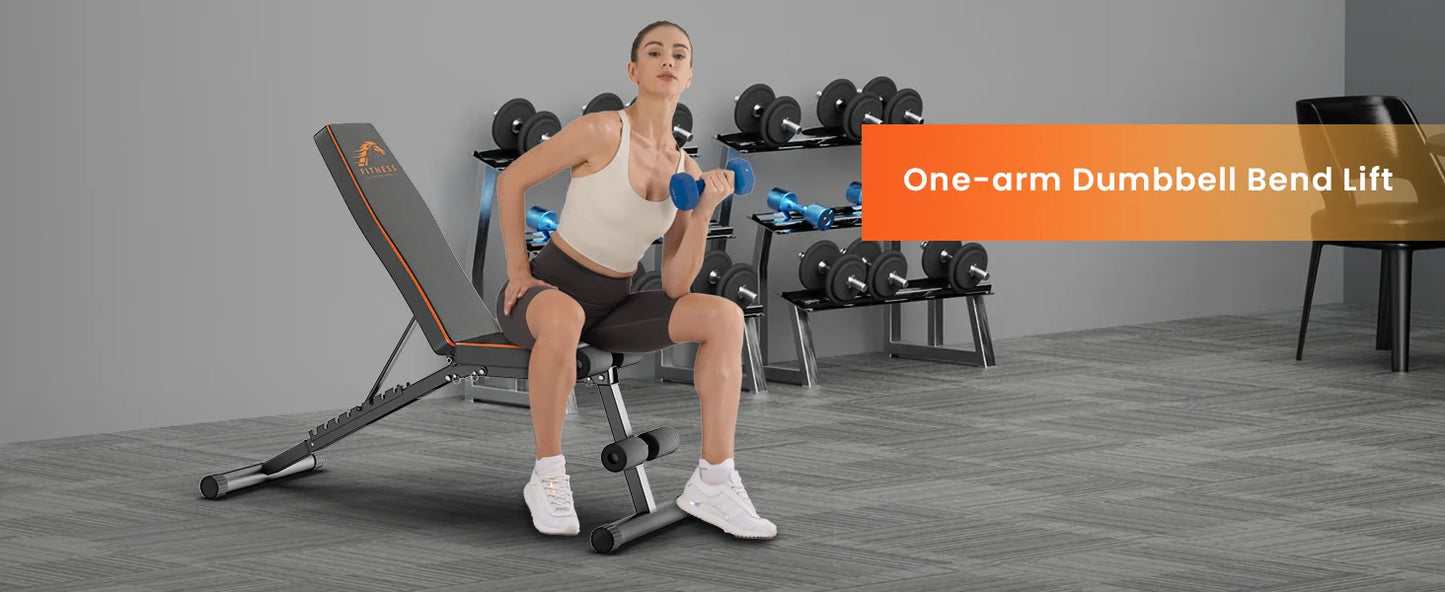 Weight Bench Adjustable Full Body Exercise Folding Fitness Workout Bench with 7 Positions Exercise Bench for Weight Lifting