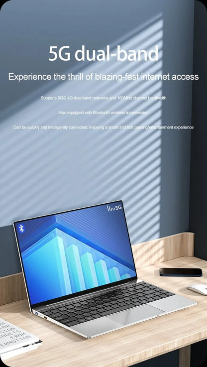 Ultra Slim Laptop 14.1" 16GB RAM 2TB SSD Intel N3700 Notebook Windows 11 Pro 1920*1080 Display Office Study Computer PC