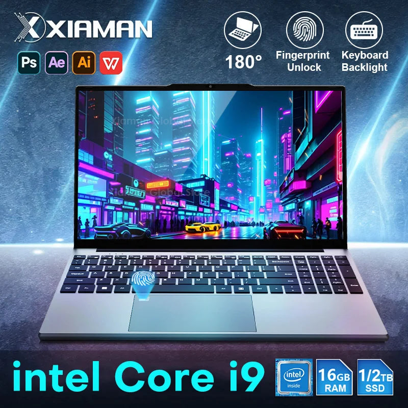 Xiaman 15.6“ Gaming Laptop Computer Intel Core i9 10980HK/9900 16GB RAM  2TB SSD Fingerprint Unlock Notebook Laptops Backlight