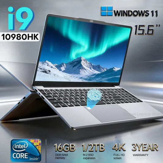 15.6“ Gaming Laptop Computer Wins 11 Intel Core i9 8950HK i3 6100 16GB RAM 1TB SSD Fingerprint Unlock Notebook Laptop Backlight