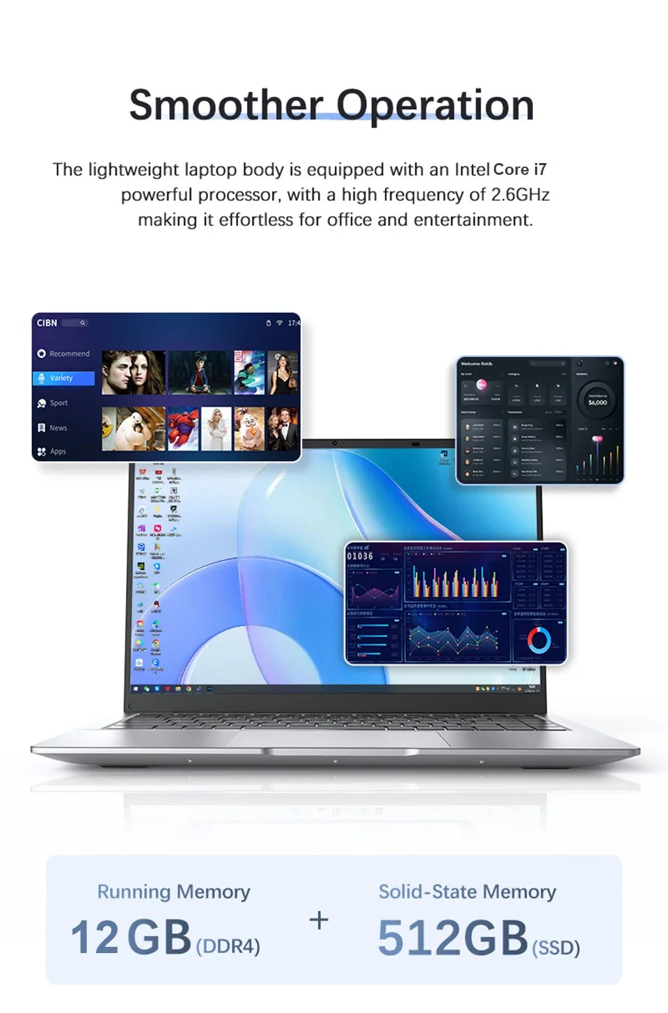 14.1" Portable Windows 11 Laptops Computer Intel Core i7 9850H/i7-8650U 12GB RAM 1TB 2TB SSD Laptops Office Study Notebook PC