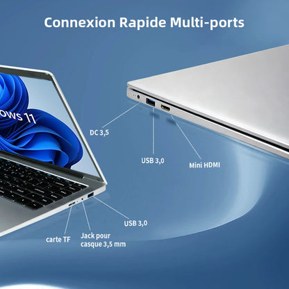 Laptop 15.6 INCH 8 Go RAM Go SSD Celero N N3450 CPU PC Portable student FHD IPS with Wi-FI 5 Bluetooth