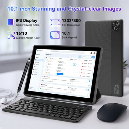 URAO Tablet 10.1 Inch Android 15 Octa-Core 20GB RAM 64GB ROM 1280x800 IPS Tablets PC WiFi 6 Bluetooth 5.3 Widevine L1 Keyboard Set