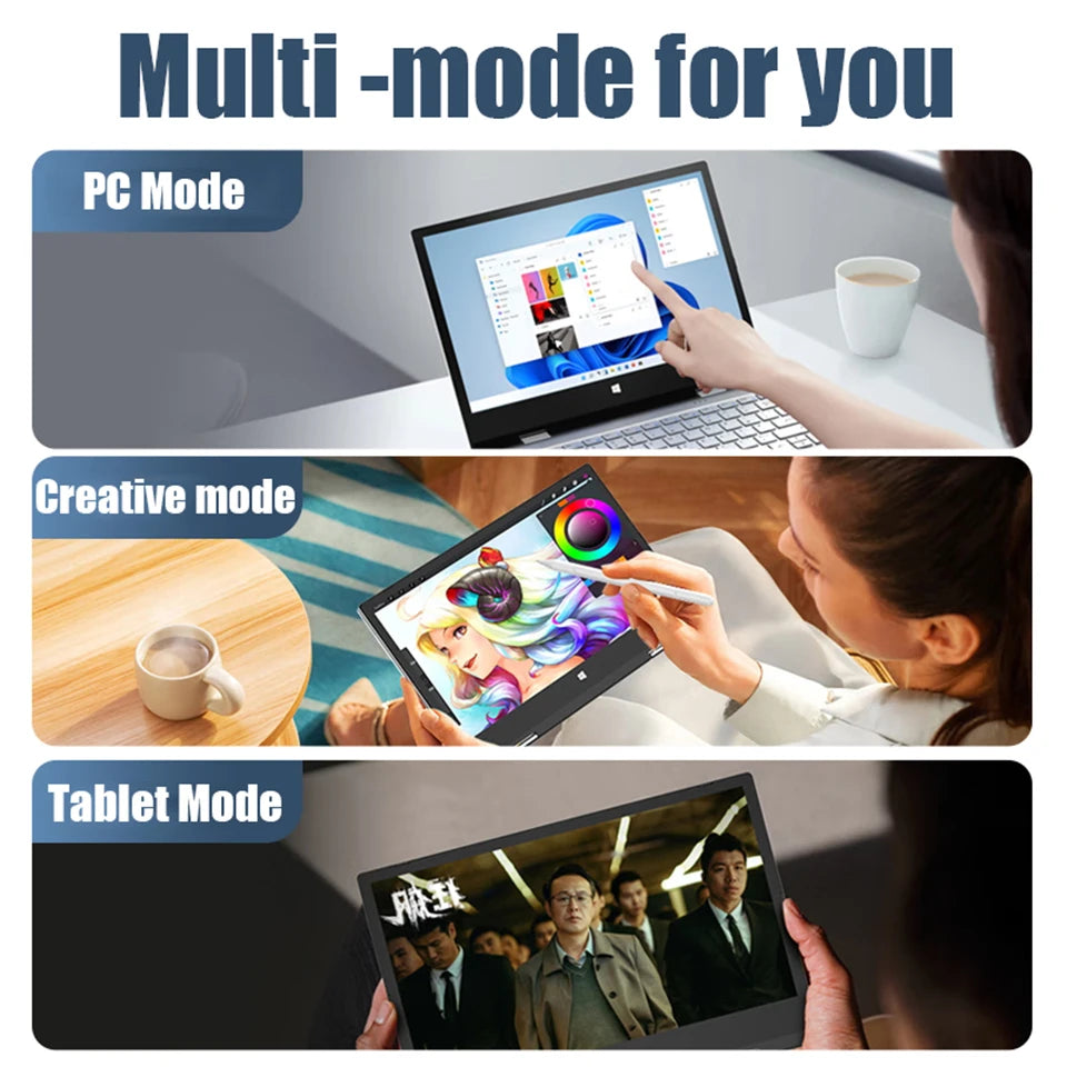 2 in 1 mini Laptop Computer Portable Touch Screen 11.6 Intel N4020 8GB 512GB Windows 11 Pro Office Learning Tablet PC Notebook