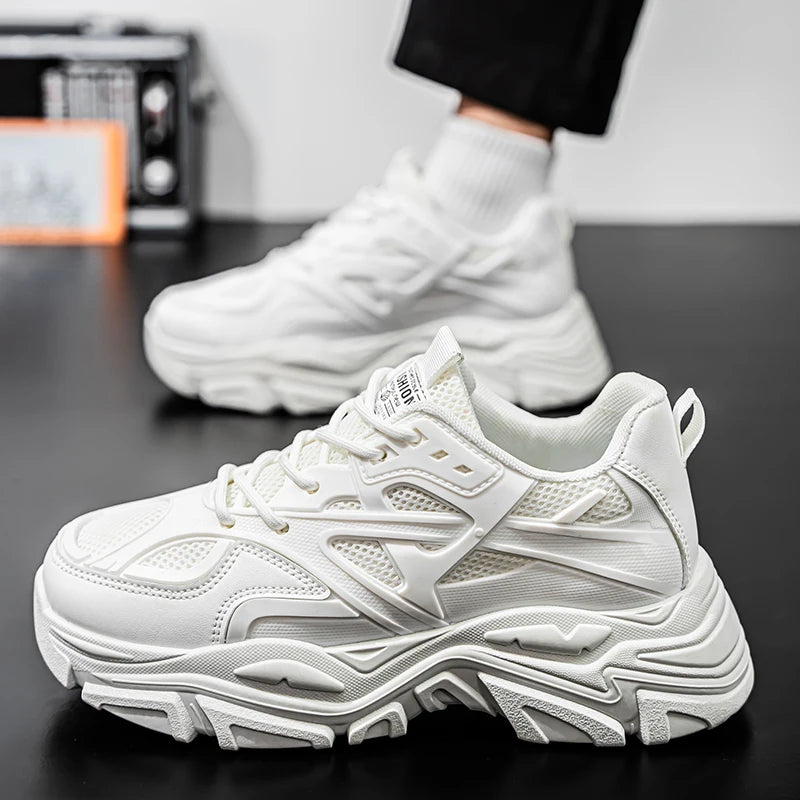 All-Season New Men's Casual Sneakers Breathable Thick Sole Non-Slip Shoes Comfortable Classic Outdoor Running Shoes for Students