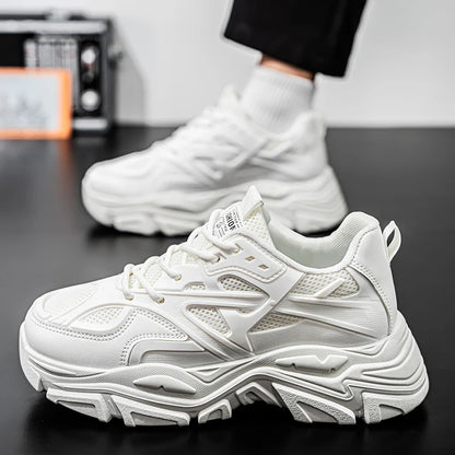 All-Season New Men's Casual Sneakers Breathable Thick Sole Non-Slip Shoes Comfortable Classic Outdoor Running Shoes for Students