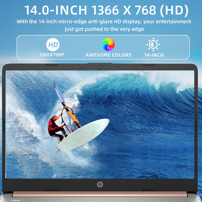 HP 14" Business Laptop,Intel Celeron N4120,16GB RAM,384GB Storage(128GB eMMC+256GB SD Card),1 Year Office 365