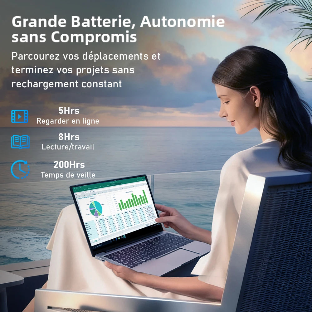 Laptop 15.6 INCH 8 Go RAM Go SSD Celero N N3450 CPU PC Portable student FHD IPS with Wi-FI 5 Bluetooth