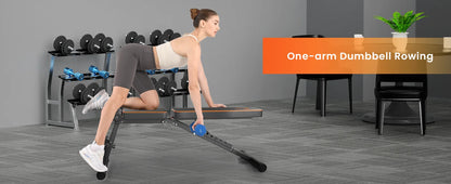 Weight Bench Adjustable Full Body Exercise Folding Fitness Workout Bench with 7 Positions Exercise Bench for Weight Lifting