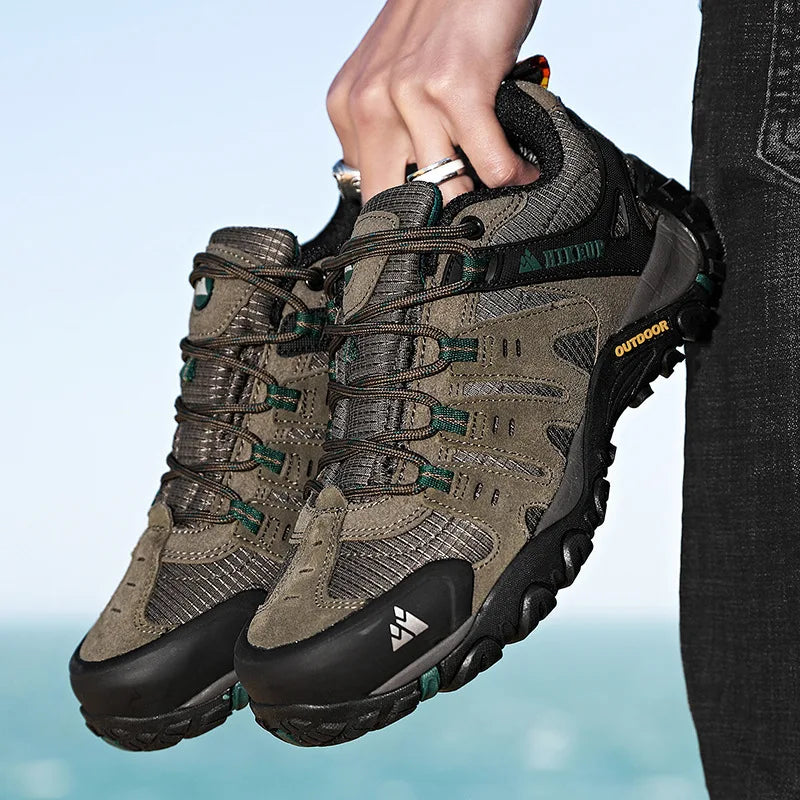 Men's Suede Leather Tactical Hiking Shoes Wear-resistant Outdoor Walking Trekking Hunting Sneakers