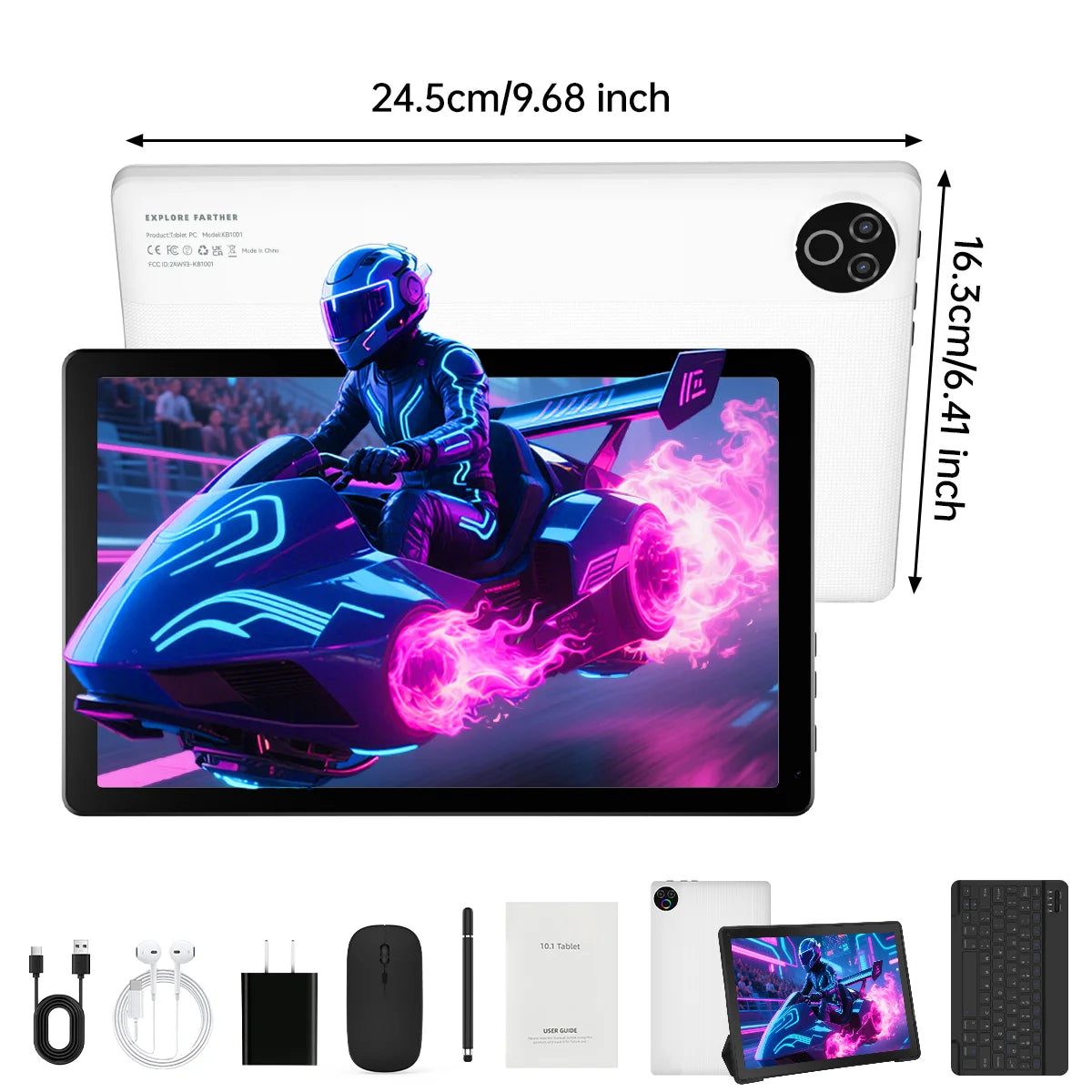 URAO Tablet 10.1 Inch Android 15 Octa-Core 20GB RAM 64GB ROM 1280x800 IPS Tablets PC WiFi 6 Bluetooth 5.3 Widevine L1 Keyboard Set