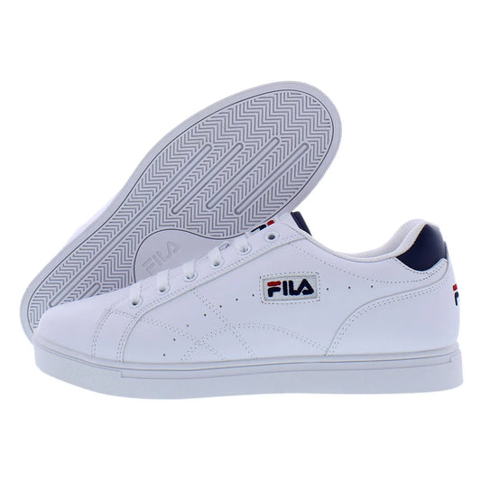 For Men's White Low-Top Toe Casual Sneakers Navy Red Accents Suede Upper Mesh Lining Breathable Lace-Up Walking Shoes
