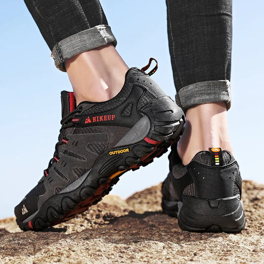 Men's Suede Leather Tactical Hiking Shoes Wear-resistant Outdoor Walking Trekking Hunting Sneakers