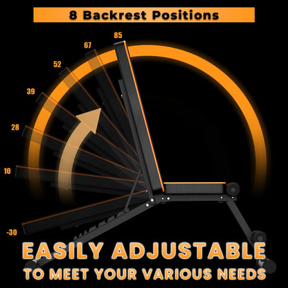 Weight Bench Adjustable Full Body Exercise Folding Fitness Workout Bench with 7 Positions Exercise Bench for Weight Lifting