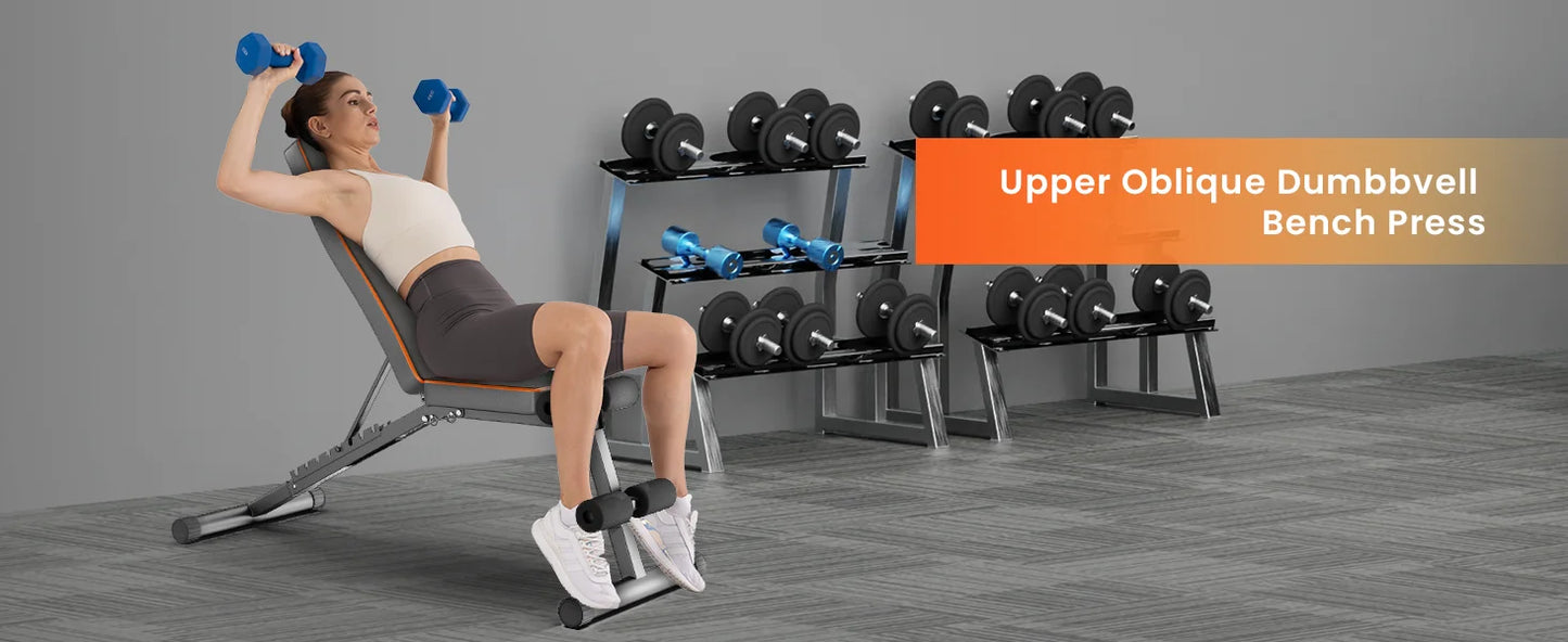 Weight Bench Adjustable Full Body Exercise Folding Fitness Workout Bench with 7 Positions Exercise Bench for Weight Lifting