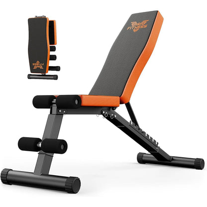 Weight Bench Adjustable Full Body Exercise Folding Fitness Workout Bench with 7 Positions Exercise Bench for Weight Lifting