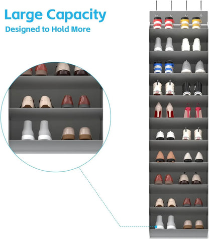 10-Tier Large Over the Door Hanging Shoe Rack Organizer, Durable Storage for 20+ Pairs of Sneakers, Boots, Sandals