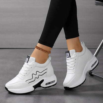 Women's Korean Style Casual Sneakers Outdoor Sports Tennis & Running Shoes with Artificial Leather Platform