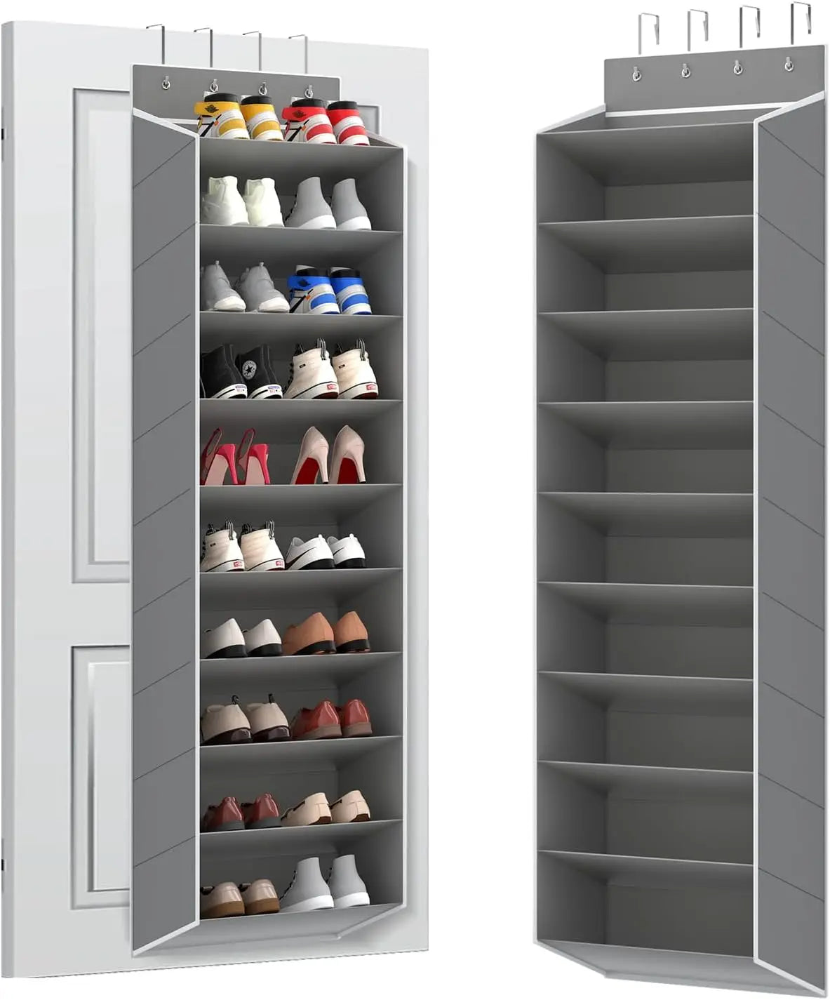10-Tier Large Over the Door Hanging Shoe Rack Organizer, Durable Storage for 20+ Pairs of Sneakers, Boots, Sandals