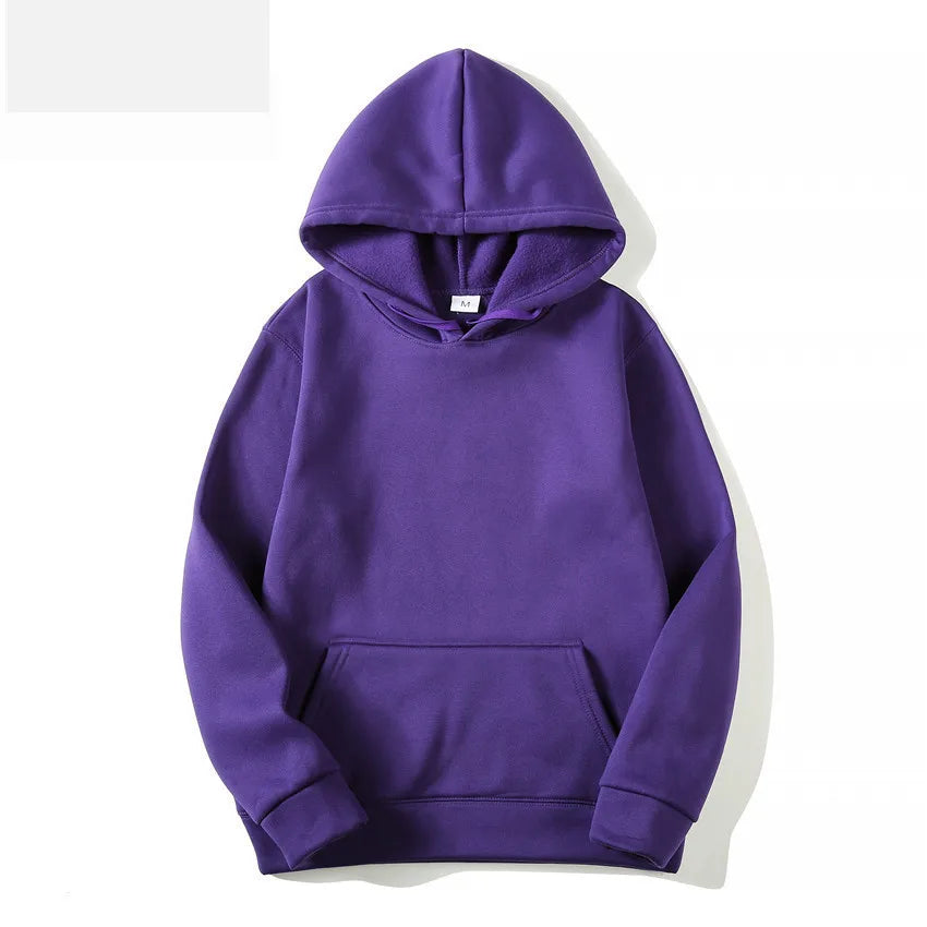 Solid Color Fleece Hip Hop Hoodie
