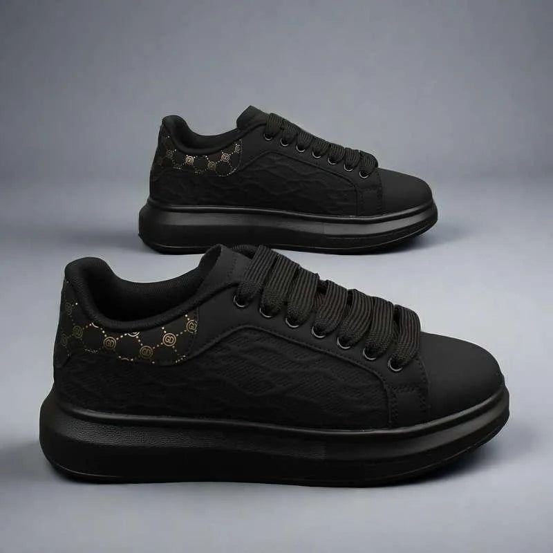 Couple's Platform Sneakers Leather White Trainers Men's Casual Board Shoes