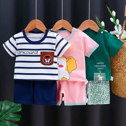 Cartoon Cotton Baby T-Shirt & Shorts Set