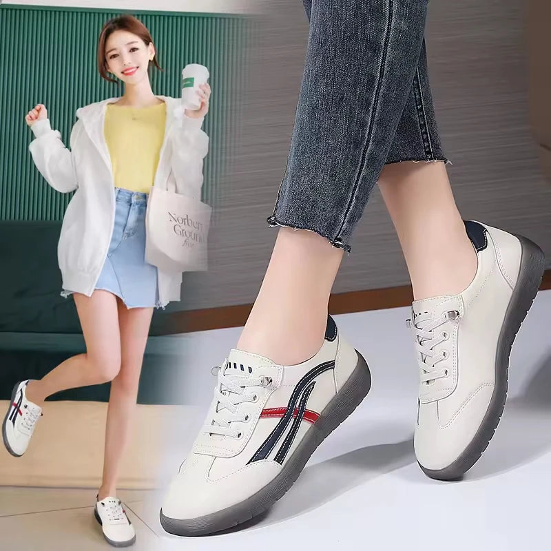 Manufacturer's Popular Genuine White Shoes Women Lightweight Casual Flat Shoes Ins Fashionable Versatile Jelly Sole Sneakers