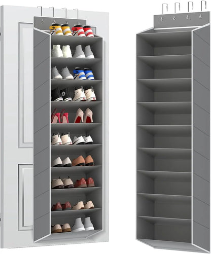 10-Tier Large Over the Door Hanging Shoe Rack Organizer, Durable Storage for 20+ Pairs of Sneakers, Boots, Sandals